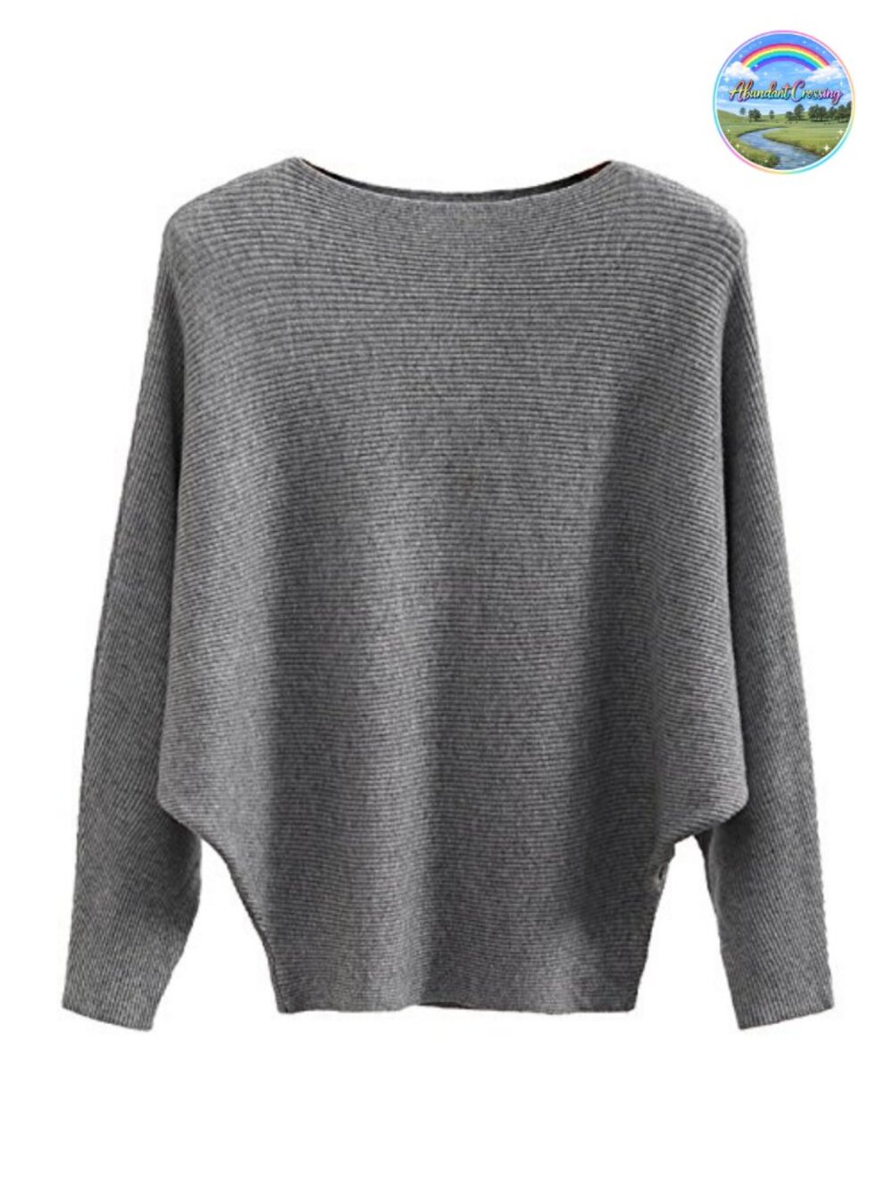 Oversized Boat Neck Batwing Sleeve Ribbed Knit Sweater Pullover